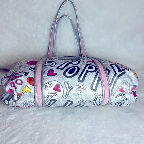 Coach Poppy Graffiti Glam Hearts Tote/Shoulder Bag - Picture 7 of 16